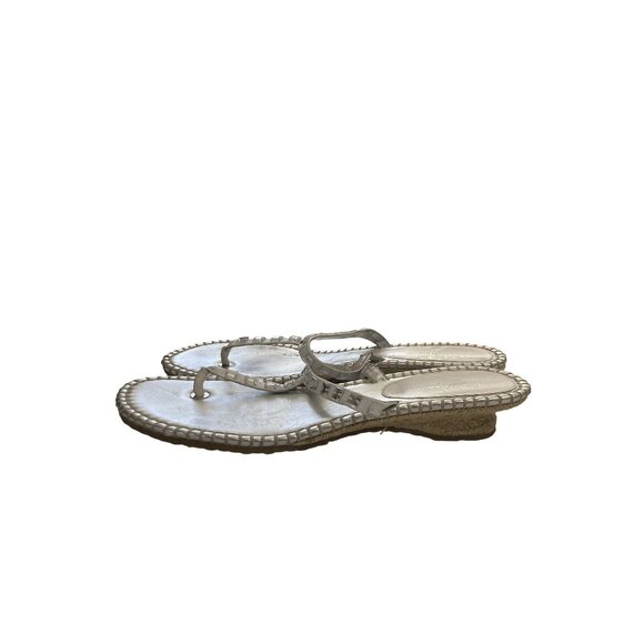 Cole Haan Women's size 9B Crystal Embellishments Rope Wedge Heel  thong Sandals - Picture 3 of 8
